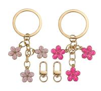 EASYKEENECOM 2 portachiavi a forma di fiore, portachiavi per donne, graziosa borsa per charm, decorazione per la festa della mamma, Colore: rosa., 1