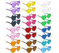 EASYKEENECOM 24 Occhiali da sole a forma di cuore, da donna, 12 colori, senza bordo, a forma di cuore, trasparenti, color caramella, per regali di festa, Colori: