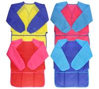EASYKEENECOM 4 pezzi grembiule da pittura per bambini, grembiule da pittura per bambini, con maniche lunghe e tasche, grembiule per bambini, grembiule impermeabile, grembiule per ragazze, ragazzi,