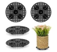 EASYKEENECOM 4 Pezzi Supporto Piante Vaso Tappetino Rete - Pad Drenaggio Griglia per Vasi Da Fiori Rotondi In Plastica Fioriera Giardino Bonsai Interno Protezione del Pavimento, 20cm