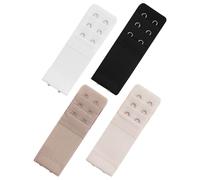 EASYKEENECOM 4 prolunghe per reggiseno da donna, 3 ganci, 2 file di biancheria intima elasticizzata, fibbia di estensione, accessorio per gravidanza e comodo elastico per reggiseno da donna, Bianco,