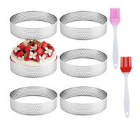 EASYKEENECOM 6 Pezzi Ø 8 cm Anello Microforato Crostata, Stampo Crostata Microforato in Acciaio Inox 430, Anello Traforato per Crostate Pasticceria Mini Torte Mini Pizze Muffin