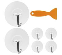 EASYKEENECOM 7 ganci autoadesivi trasparenti, ganci da parete, ganci adesivi impermeabili, ganci adesivi trasparenti, ganci adesivi con raschietto, per cucina, bagno, parete della porta