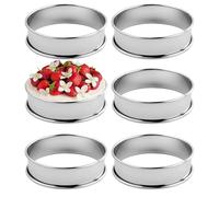 EASYKEENECOM Anelli per Torte Rotondo, 6 Pezzi Stampo per Dolci antiaderenti in Acciaio Inossidabile Crostata Mousse Pasticceria Dessert Torta Stampo (8 x 2,5 cm)