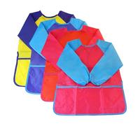EASYKEENECOM Confezione da 4 grembiuli da pittura per bambini, grembiuli da lavoro per bambini con maniche lunghe e tasche, grembiuli da lavoro impermeabili per bambini (64 * 40 cm)