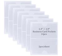 EASYKEENECOM Porta biglietti da visita, 14 pezzi, trasparente, 6 x 10 cm, autoadesivo, protezione per carte o foto