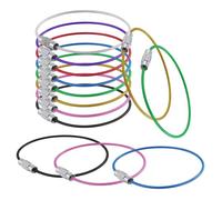EASYKEENECOM Portachiavi con corda metallica, 63 pezzi, anello portachiavi grande, in acciaio inox, rivestito in nylon, portachiavi colorato per etichette bagagli, torce, guardiano ID Tag, nero,