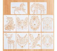 EASYKEENECOM Stencil per Pittura, 10 Forme Animali, 29 x 21 cm, Riutilizzabili e Lavabili per Scrapbooking, Album Fotografici, Biglietti Regalo per Bambini