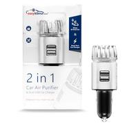 EasyKlima Purificatore d'aria per auto e caricatore USB per auto - Elimina i cattivi odori, rinfresca l'aria condizionata - Purificatore d'aria con doppia porta USB da 2,5A per la ricarica in auto