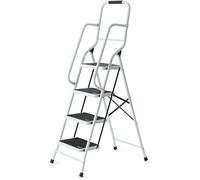 Easylife Genius scaletta di Sicurezza con Sicurezza corrimano - capacità di carico 150 kg, Extra Sostegno con Piedini in Gomma sagomati Antiscivolo, 4 Step