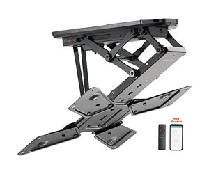 EasyLife Supporto da soffitto per TV girevole elettrico + integrazione Smart Home, staffa VESA fino a 400x400 per TV LCD/OLED, Monitor, Display, Smartboard, 23-55 pollici + 30 kg - Nero