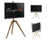 EasyLife - Treppiede per TV in legno Tripod - Studio TV Stand fino a 65 pollici e 40 kg TV/monitor, orientabile, regolabile in altezza, gestione dei cavi, VESA fino a 400 x 400 (Nero/noce scuro)