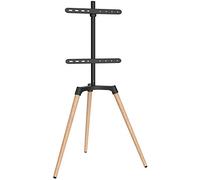 EasyLife - Treppiede TV Tripod di design - Supporto per televisore/monitor fino a 65" e 35 kg - Orientabile di 140° - Altezza regolabile e gestione dei cavi - VESA fino a 400x400 (nero/faggio chiaro)