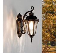 Easylight Applique da esterno XL FLORENCE rustico antico A: 45 cm in fusione di alluminio e vetro in rame nero IP44 lampada da esterno resistente agli spruzzi d'acqua lampada da parete da giardino