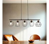 Easylight Lampada a sospensione 5-flame, lampada a sospensione tavolo da pranzo, lampada in rame nero, L:97 cm, E27, lampada da soggiorno, lampada in stile industriale, lampada a sospensione moderna