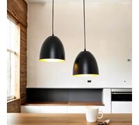 Easylight Lampada a sospensione per interni Annie stile retrò color nero e oro in metallo 2xE27, diametro 20cm ideale per cucina, sala da pranzo salone