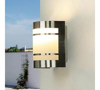 Easylight Lampada da parete per esterni in acciaio inox in argento IP44 ingresso balcone L:14 cm E27 Moderno Senza tempo elegante luce esterna giardino OSLO