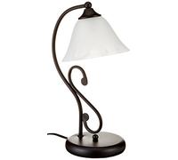 Easylight licht-erlebnisse Lampada da tavolo Dorothea con cavo stile rustico in nero opaco e vetro alabastro E14 ideale per scrivania comodino camera da letto, salotto
