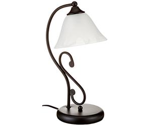 Easylight licht-erlebnisse Lampada da tavolo Dorothea con cavo stile rustico in nero opaco e vetro alabastro E14 ideale per scrivania comodino camera da letto, salotto