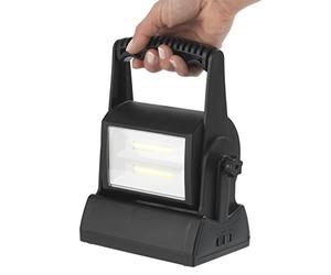 Easymaxx 03004 - Lampada da lavoro a LED per cantiere, 200 Lumen, orientabile a 180°, con 2 moduli COB super forti, incluse batterie