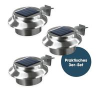 EASYmaxx 03612 Illuminazione solare per grondaie e recinzioni da giardino | Acciaio inossidabile | Set di 3 | Illuminazione per esterni | Wireless | illuminazione, batterie, ferro;abs