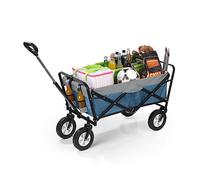 EASYmaxx Carrello a mano, carrello per il trasporto, portata fino a 80 kg, pieghevole, design moderno, robusto rivestimento in nylon, giunti girevoli a 360° sulle ruote anteriori, con copertura [blu