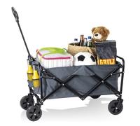 EASYmaxx Carrello pieghevole | pneumatico pieghevole a 360° per portata fino a 80 kg | adatto per campeggio, giardino, gite | carrello compatto con portabicchieri + telaio e asse robusti