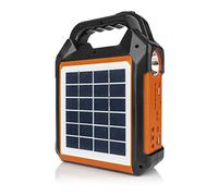 EASYmaxx Kit generatore solare 4500mAh | 2 modalità di ricarica: pannello solare o USB | per caricare il telefono cellulare, powerbank | Radio FM e altoparlante integrati [Nero/Arancione]