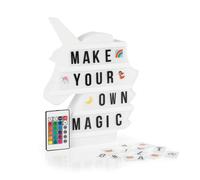 EASYmaxx Scatola luminosa a LED, per messaggi di testo personalizzati, set Mega con 150 emoji colorati e 173 lettere, numeri e simboli intercambiabili [unicorno]