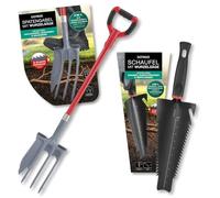EASYmaxx Pala per radici 4 in 1 e forchetta 2 in 1 con sega a radice nel set | Pale multifunzione per scavare, segare, tagliare, allentare e trapiantare | Root Digger & Vanga con manico antiscivolo