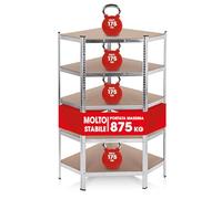 EASYmaxx Scaffale Angolare in metallo per carichi pesanti 180x90x40 cm | Scaffale e banco da lavoro | Scaffalatura per cantine, scaffale di stoccaggio con 5 ripiani regolabili | Per cantina, garage