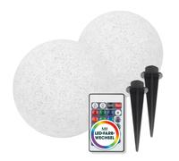 EASYmaxx Set 2 Lampade Solari LED Cambia Colore 30cm Pietra Grigio/Bianco
