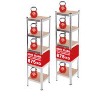EASYmaxx Set di 2 scaffale per carichi pesanti, 40 x 40 x 180 cm, portata 875 kg, 175 kg per livello, scaffale e banco da lavoro, per cantina, garage, sala hobby, officina