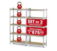 EASYmaxx Set di 2 scaffali per carichi pesanti 180x90x40cm 1750kg di portata
