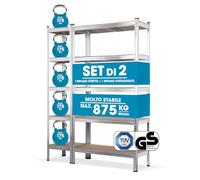 EASYmaxx Set di 2 scaffali per carichi pesanti, portata 875 kg, 175 kg per livello, scaffale e banco da lavoro, scaffale per cantina, garage, sala hobby, officina