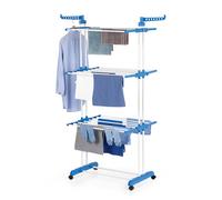 EASYmaxx Torre portabiancheria | Stendibiancheria con rotelle, lunghezza di asciugatura 16 m e 3 ripiani | 2 Ali laterali per 14 appendini | Asciugatura in casa e all'aperto | Aperto 126x63x172cm