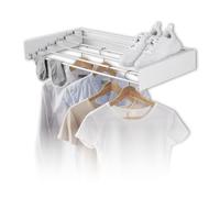 EASYmaxx Stendibiancheria da parete 400, salvaspazio ed estensibile, 80 cm x 40 cm x 10,5 cm, lunghezza 4 m, stendibiancheria per asciugatura senza corrente all'interno e all'esterno