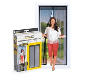 EASYmaxx tenda per porta 90 x 210 cm"Magic Click" | Per la protezione contro mosche e altri insetti | Pratica chiusura magnetica, facile montaggio adesivo [nero]