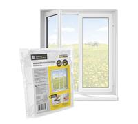 EASYmaxx Zanzariera per finestre con Cinghia con gancio e anello | Zanzariera tagliabile fino a 150 x 130 cm | Facile installazione - senza forare e avvitare | Cinghia gancio autoadesivo [Bianco]
