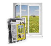 EASYmaxx Zanzariera per finestra con chiusura a strappo | Rete Anti-Insetti tagliabile fino a 110 x 130 cm | Facile installazione - senza forare e avvitare | Rete antizanzare autoadesivo [Nero]