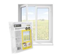 EASYmaxx Zanzariera per finestre con Cinghia con gancio e anello | Zanzariera tagliabile fino a 150 x 130 cm | Facile installazione - senza forare e avvitare | Cinghia gancio autoadesivo [Bianco]