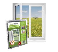 EASYmaxx Zanzariera per finestre con Cinghia con gancio e anello | Zanzariera tagliabile fino a 150 x 180 cm | Facile installazione - senza forare e avvitare | Cinghia gancio autoadesivo [Nero]