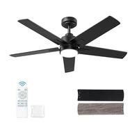 EasyNice Ventilatore da soffitto con luce e telecomando, dimmerabile, 3 temperature di colore, ventilatore da soffitto a LED, 6 velocità, motore DC reversibile, 5 pale, moderno ventilatore da soffitto