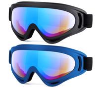 EasYoung Confezione da 2 occhiali da sci, occhiali da snowboard compatibili per bambini, adolescenti, ragazzi, ragazze, uomini e donne, occhiali da moto, occhiali resistenti al vento