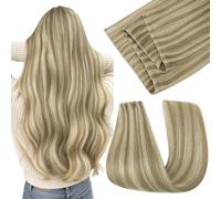Easyouth Butterfly Tessitura Extension Capelli Veri Biond Extensions Capelli a Farfalla Biondo Cendré Highlight Biondo Décoloré Morbidezza E Lucentezza Invisibile #16/22 45cm 100g