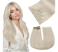 Easyouth Clip Extension Capelli Veri Biondo Extension Clips Capelli Umani Platino Bionda Human Hair Clip in Extensions Naturali #1000 35cm 70g 7pcs