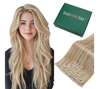 Easyouth Extension a Clip Capelli Veri Biondo Remy Clip Extension Capelli Biondo Fragola e Biondo Candido Umani Extension Clip Capello Lisci 35 cm 70g 7Pz #27P613