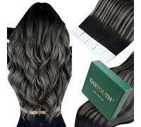 Easyouth Extension Adesive Capelli Veri 60 cm Ombre Argento Extensions Capelli Veri Adesivo Da Nero A Argento E Nero Balayage Extension Remy Biadesivo Lunghi #1b/s/1b 50g 20pz