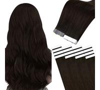Easyouth Extension Adesive Capelli Veri Marrone Extension Biadesive Capelli Remy Marrone più Scuro Extension Capelli Umani Biadesivo 35 cm 40g 20Pz