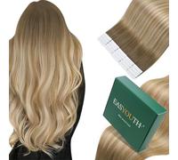 Easyouth Extension Biadesive Capelli Veri Balayage Biondo Extensions Capelli Veri Adesive Marrone Medio Balayage Biondo Platino Extension Remy Biadesivo Per Donnei #6/27/60 40cm 40g 20pz